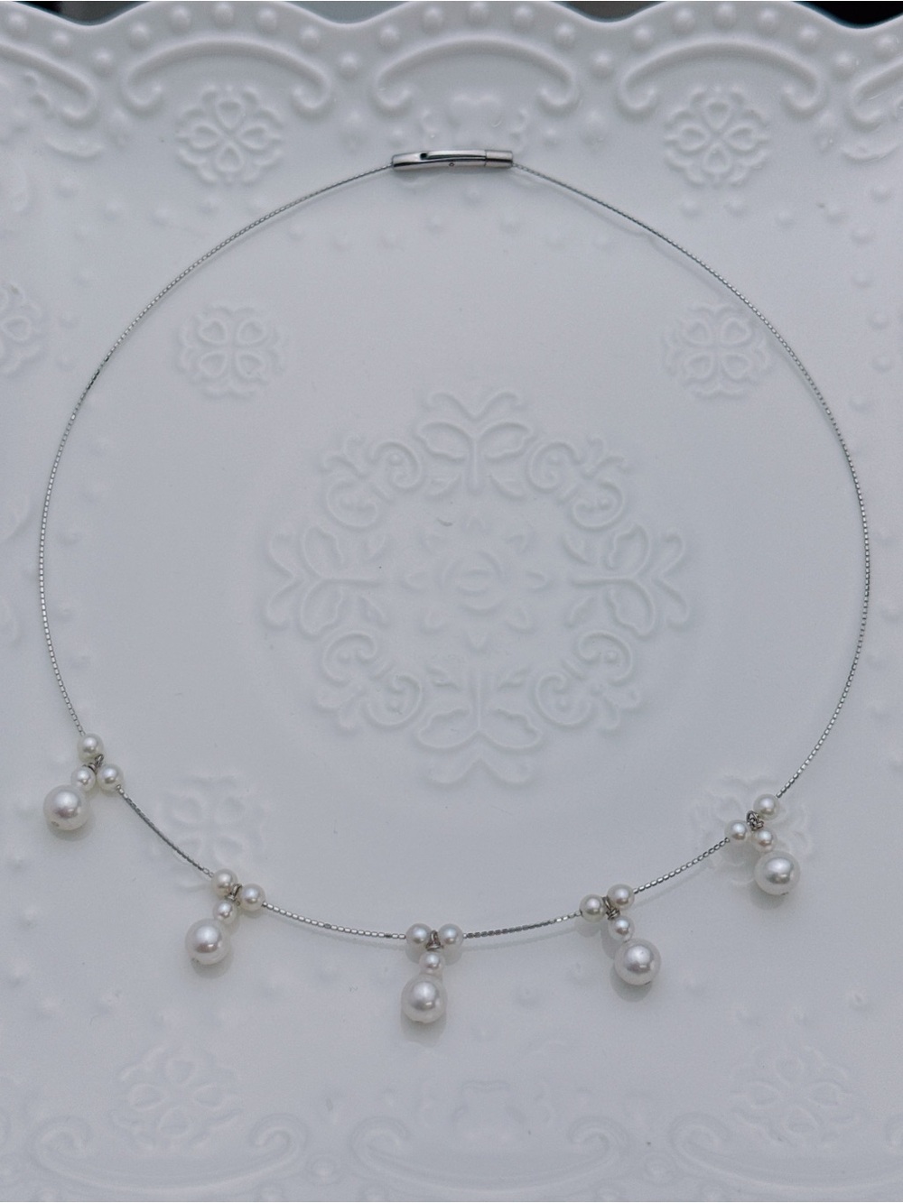 26X548 S925 Stamped Freshwater Pearl Bangle Necklace 18”